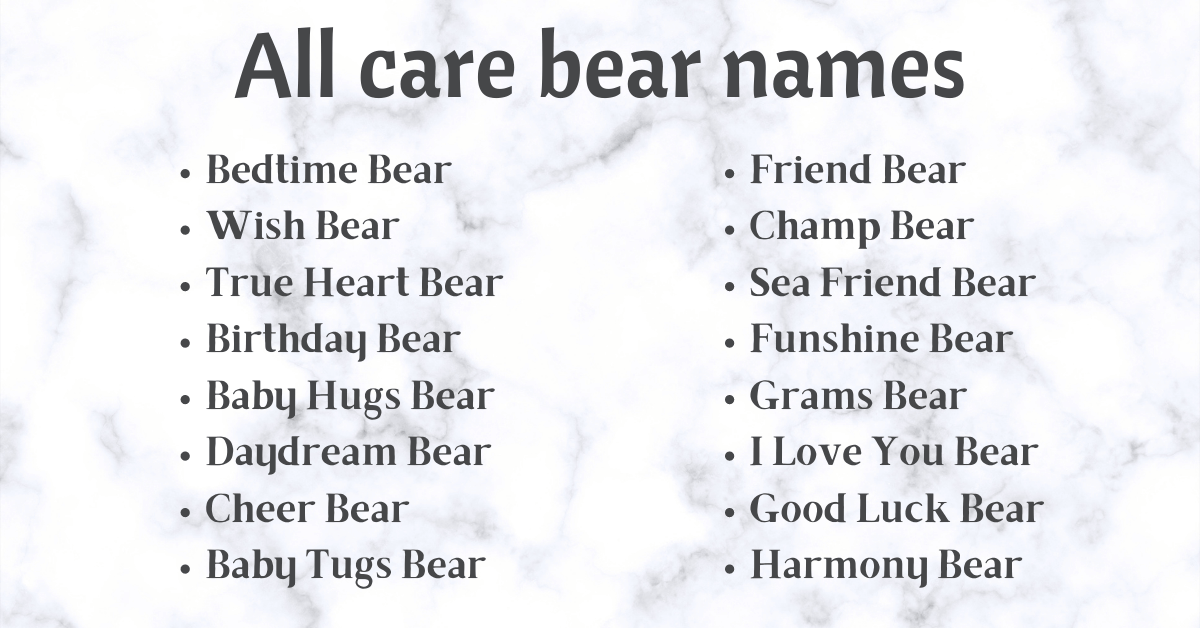 All care bear names