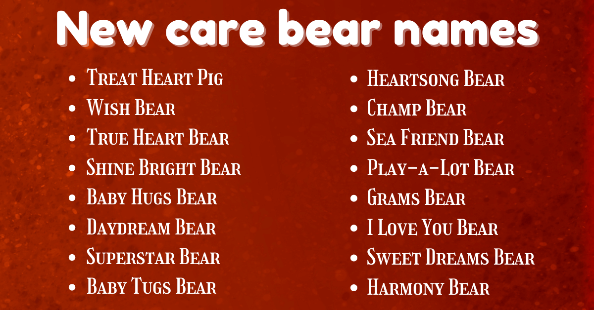 New care bear names